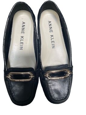 ANNE KLEIN NORIS BLACK LEATHER LOAFERS SIZE 7